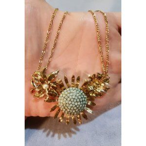 Lauren Conrad LC Gold Tone Floral Necklace Fresh Water Pearl 16" - 18" NEW